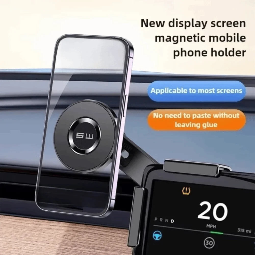 360 Degree Rotation Car Display Screen Phone Holder Foldable Hidden Design Car Screen Phone Holder Magnetic Ring