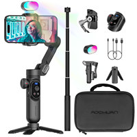 AOCHUAN Smart Xpro Combo Black 3-Axis Phone Gimbal Stabilizer With 73cm Extension and RGB Magnetic Light OLED Display Gimbal