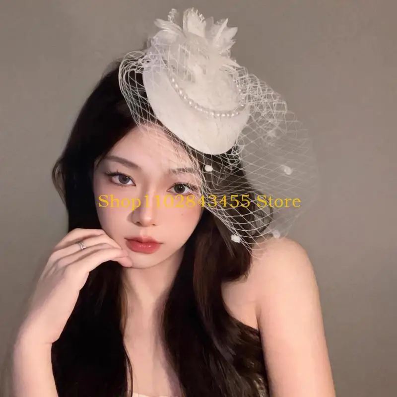 49MC أنثى شبكة زهرة قبعة الشعر كليب الكنيسة قبعة BridalShower 1920S الزعنفة أغطية الرأس #4