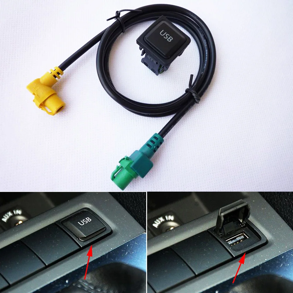 USB Adapter Switch Button Wiring Harness For vw Passat B6 B7 CC Golf 6 Jetta 5 mk5 6 mk6 Tiguan Polo RCD510 RNS315 5KD035726A