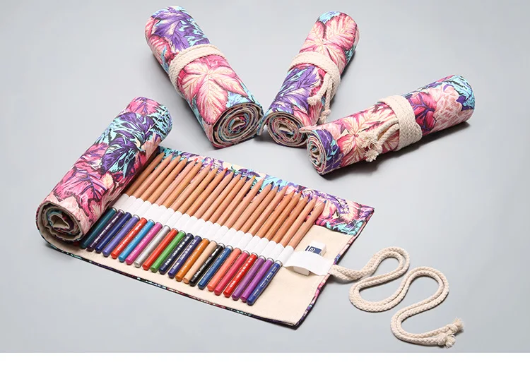72 Holes Roll Colored Kawaii Pencil Case School Supplies Art Pen Bag Student Cute Large Pencil Cases Pen Bag Stationery