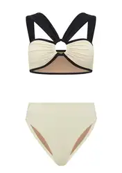 Solid Color Beach Outfits For Women Bikini Set Swimwear Two Piece Swimsuit and Cover Up New Beachwear Sexy Monokini Fashion 2023