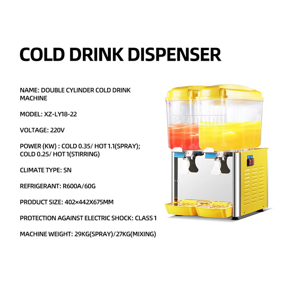 Double Cylinder Slush Machine Commercial  Beverage Juicer Cold Hot Drink Dispenser Large Capacity Blender