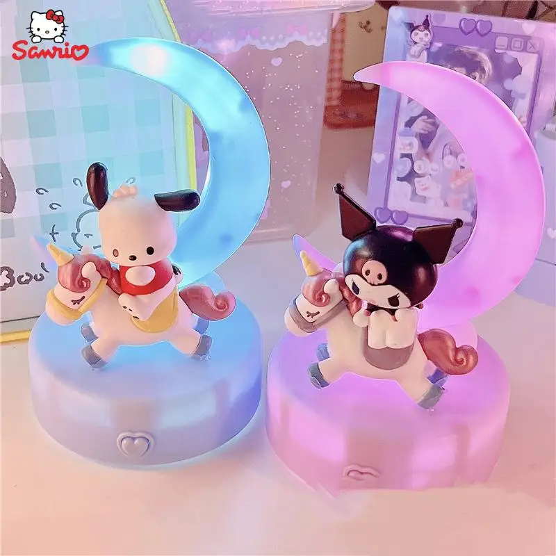 Kawaii sanrio acessórios dos desenhos animados lâmpada de mesa kuromi cinnamoroll mymelody bonito mesa luz da noite brinquedo quarto decoração presente aniversário