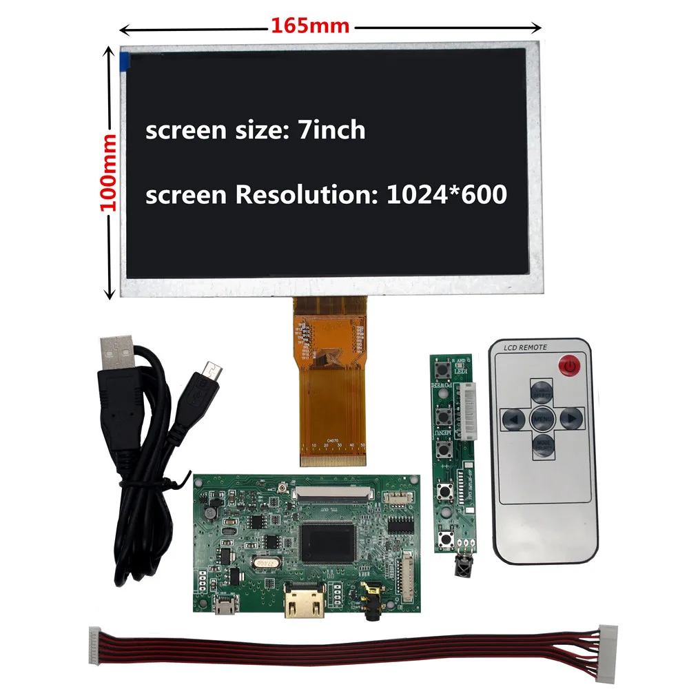 7 Inch Multipurpose DIY Monitor Kit LCD Display Screen Digitizer Touchscreen Panel Driver Control Board Audio HDMI-Compatible