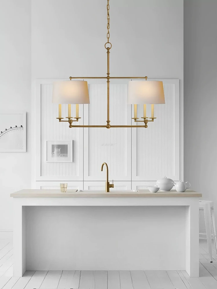 Double ended modern American style all copper lamp restaurant long pendant lamp hotel club study classical lighting fixtures