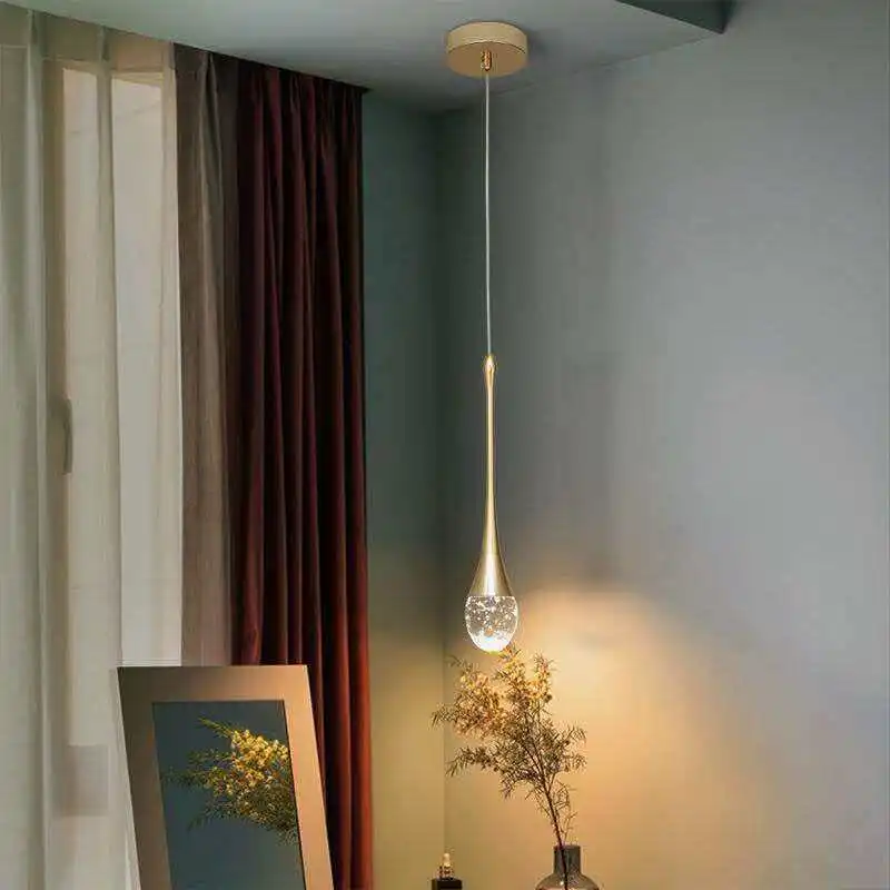 Modern LED Bubble Crystal Pendant Light for Restaurant Home Decor Hanging Lamp Ceiling Chandelier for Living Room Bedroom