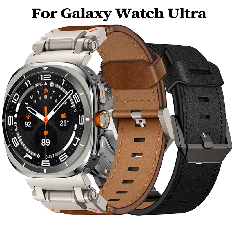 

Metal+Leather Strap for Samsung Galaxy Watch Ultra 47mm Stainless Steel Business Bracelet Belt for Galaxy Watch Ultra 47mm Band
