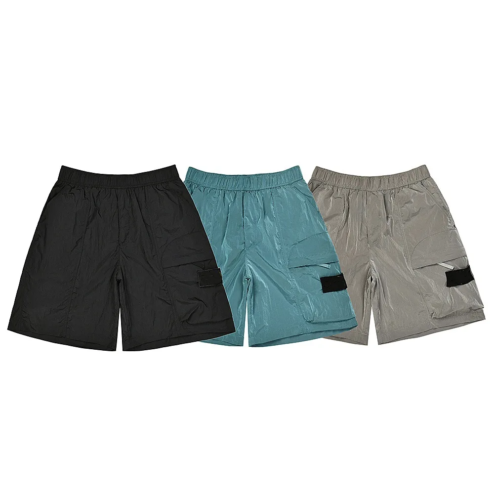 

Мужские летние шорты из камня, металла и нейлона с множеством карманов, быстросохнущие, для пляжа, повседневные, спортивные, длиной до колена