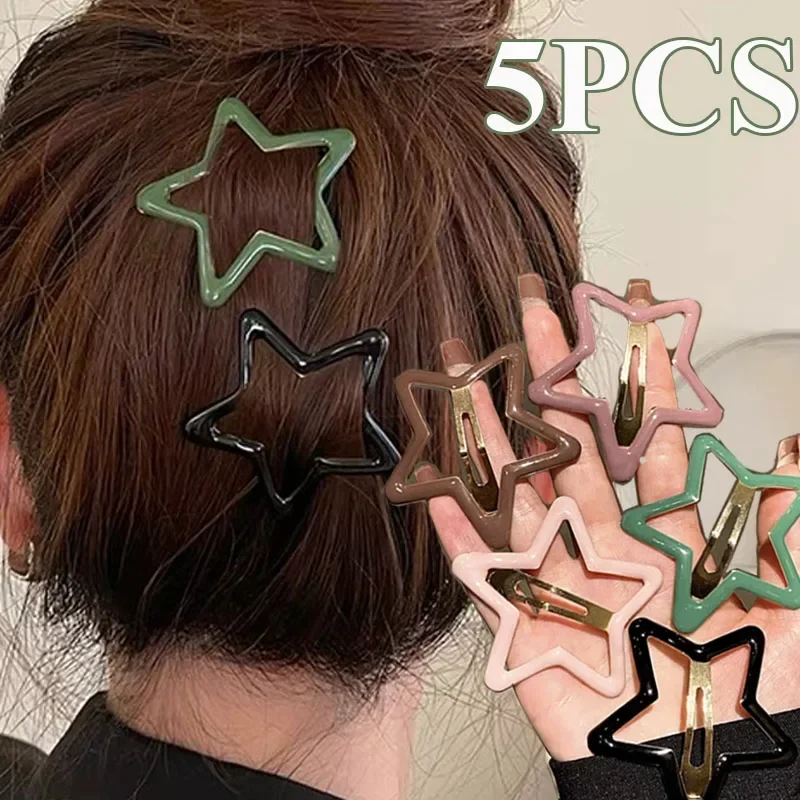 New Large Pentagonal Star Hair Clips for Girls Women Kids Y2K Sweet Cute Girl Colorful Hairpin BB Clip Headwear Accessories Gift