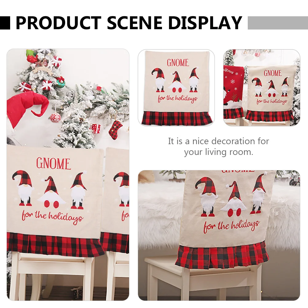 

Plaid Chair Cover Back Lovely Slipcover Christmas Supplies Xmas Seat Protector for