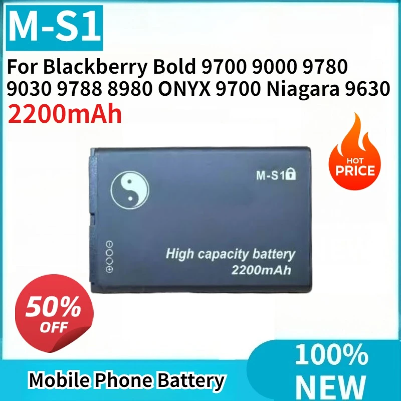 

New Phone Battery M-S1 2200mAh for Blackberry Bold 9700 9000 9780 9030 9788 8980 ONYX 9700 Niagara 9630 AT-14392-001