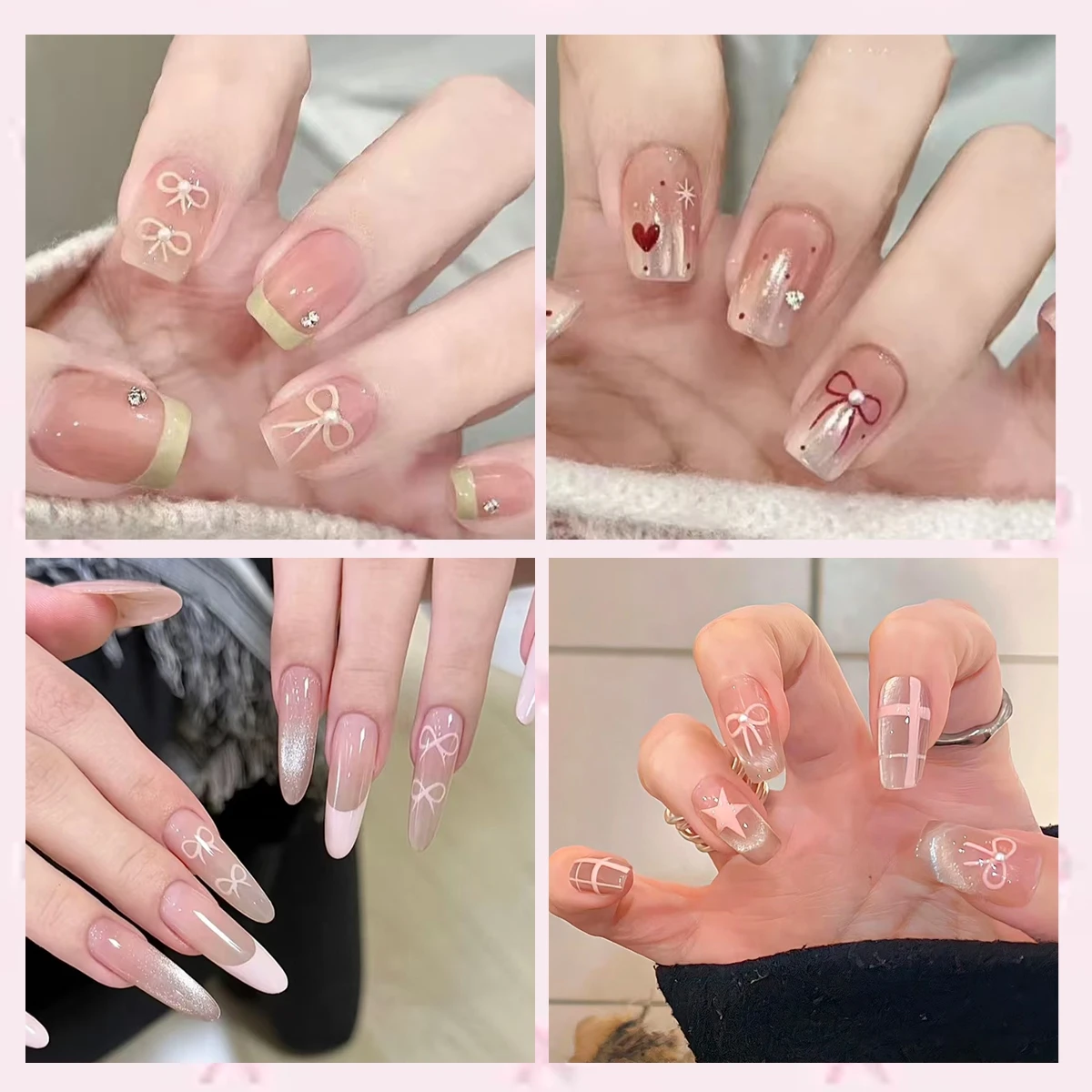 2 bis 60 Blatt 3D Schleifen-Nagelaufkleber Coquette Band-Nagelkunst-Dekorationen Selbstklebende Gold Weiß Schwarz Rosa Rot Maniküre – Detail 3