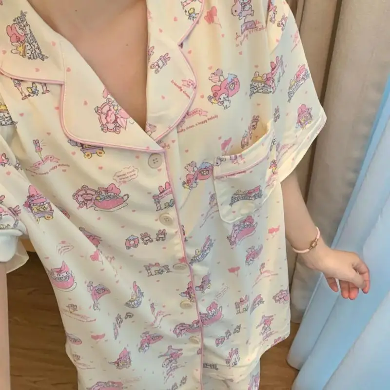 

Sanrio Girls Short Sleeve 2Pcs My Melody Children's New Style Shorts Internet Celebrity Pajamas Fashion Outing Home Clothing Set