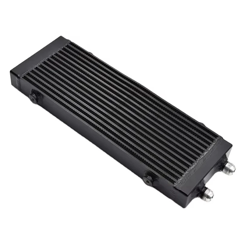 

Universal Aluminum Dual Pass Bad and Plate Oil Cooler Medium Core 14x5.5x1.58 Inch Engine Dual Pass Heat Exchanger