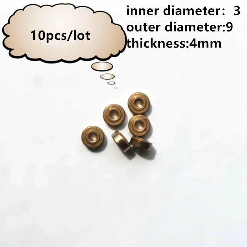 10pcs/lot Copper Base Small Bearing Inner Diameter 3mm Outer Diameter 9mm Thickness 4mm Powder Metallurgy Oil Copper Sleeve gear
