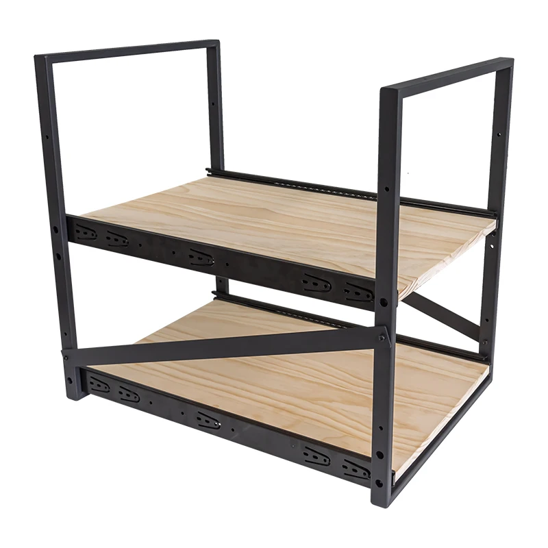 Modern European Wine Rack Sliding Modular and Stackable Wine Case for Cellar Iron Wood Panel Furniture for Home Use