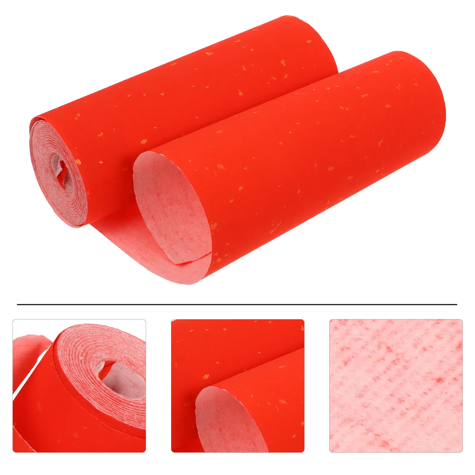 

1 Roll Red Xuan Paper Heavy Duty Bamboo Pulp Ink Brush Paper for Chinese New Year Decorative Couplet Making