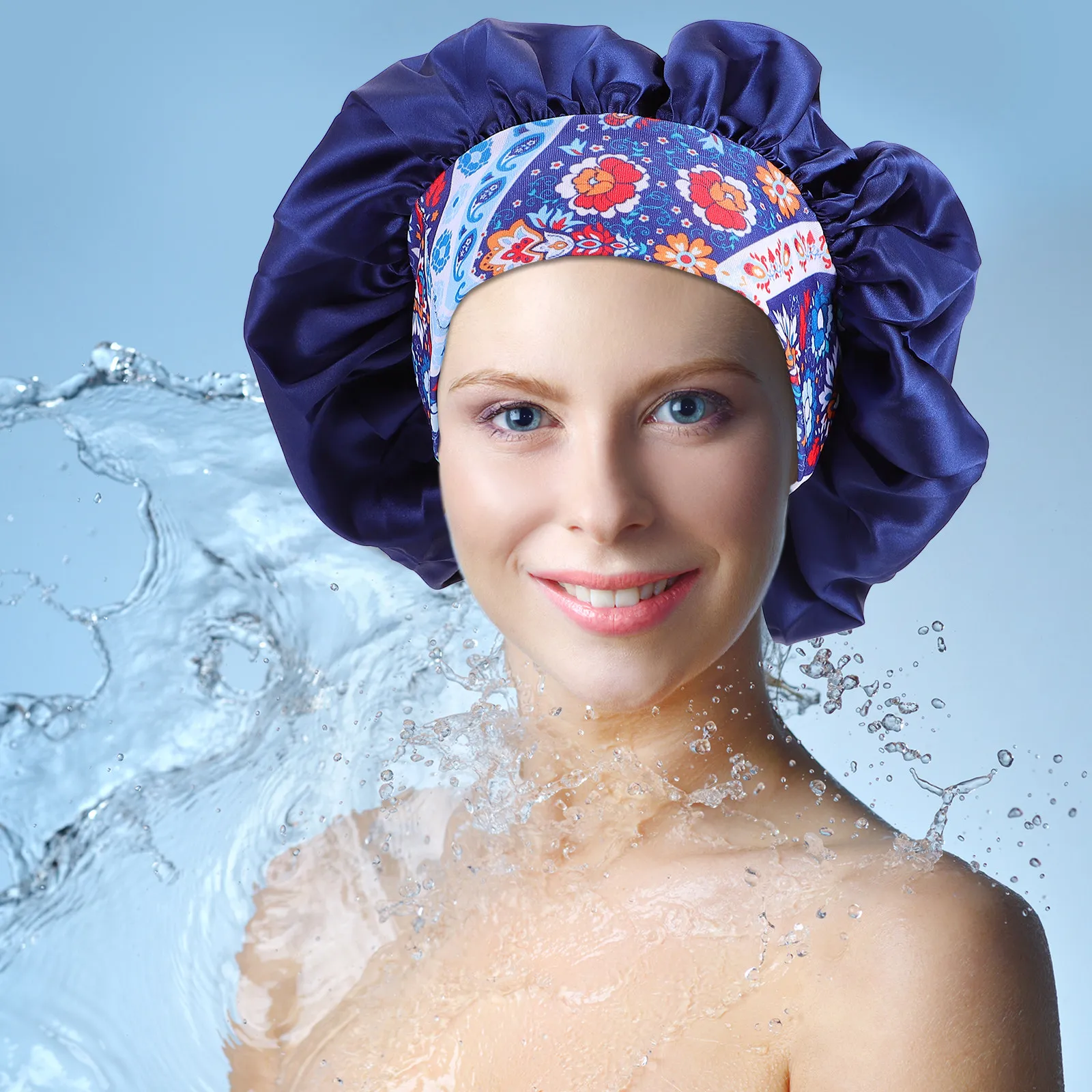 

Satin Sleep Bonnet Elastic Shower Cap Polyester Hair Wrap Protector Large Size Smooth Silky Comfortable Anti Frizz Night Bath