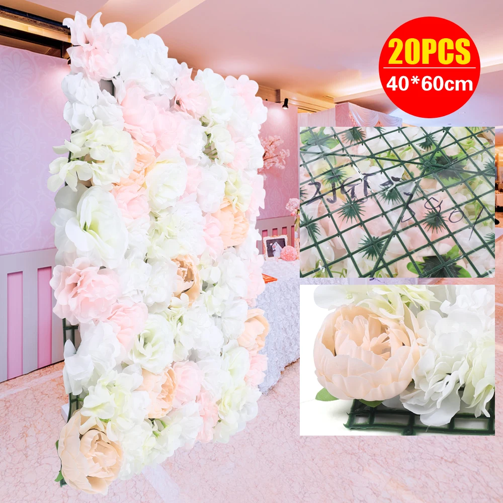 20 Pcs Artificial Silk Flower Wall Panel Wedding Photography Venue Artificial Flowers   Flower Wall  Garden Decoration