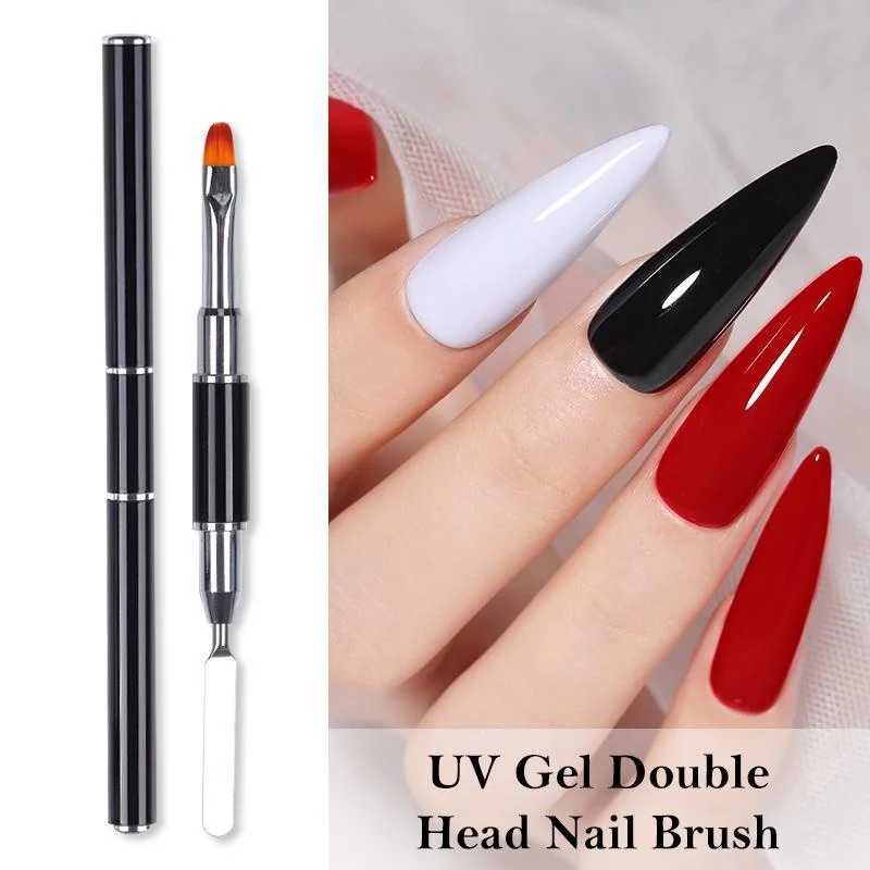 Gel Brush & Picker, 2 IN 1 Design Nail Brush and Spatula,Gel Nail Brush Tool for Acrylic Nails Extension Gel