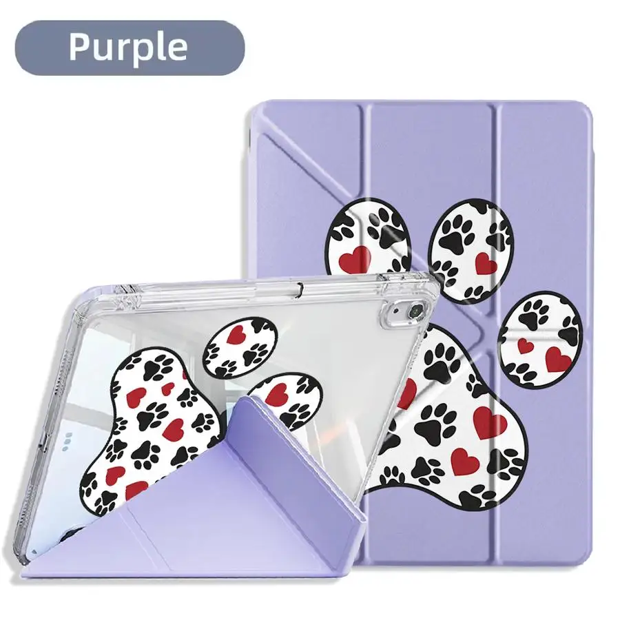 Heart Paw Print Tablet Case For iPad Air 4 5 M3 M2 M4 11inch 11th 10th 9th 8th 12.9inch Mini 6 7 Pro 2025 Holder Cover Y-Fold