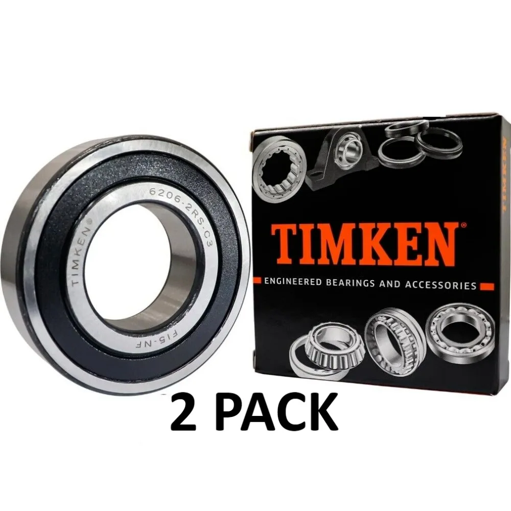 (2PACK) TIMKEN 6206 2RS C3 DEEP GROOVE BALL BEARING RUBBER SEALED 30x62x16mm