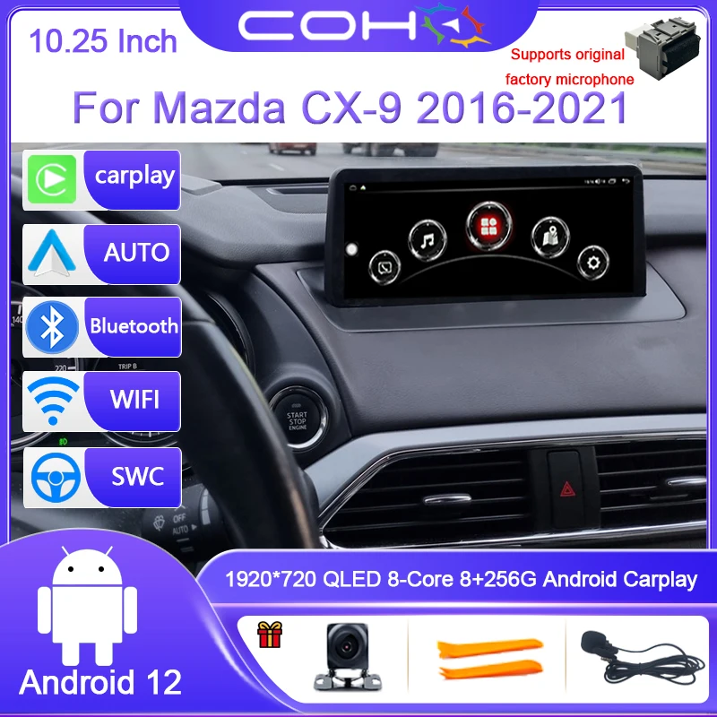 COHO Dual System 1920*720 For Mazda CX-9 CX9 2016-2021 Car Radio Multimedia Video Player Navigation Stereo GPS Android 12 8-Core