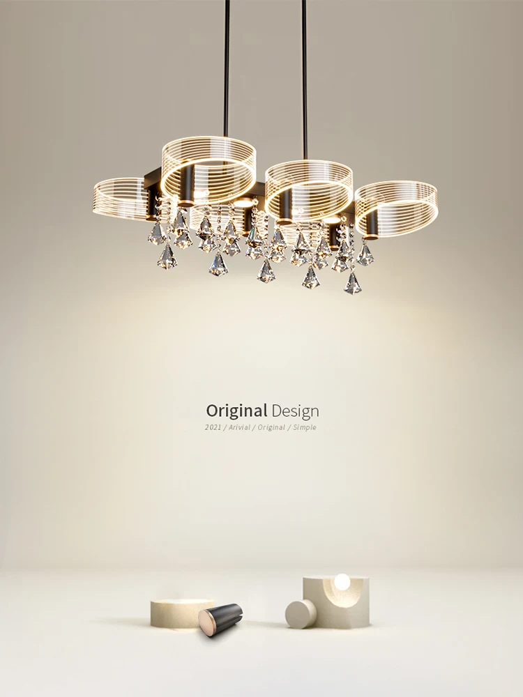 

Dining-Room Lamp Nordic Light Luxury Restaurant Chandelier Internet Celebrity Creative Modern and Simple Crystal Lamp