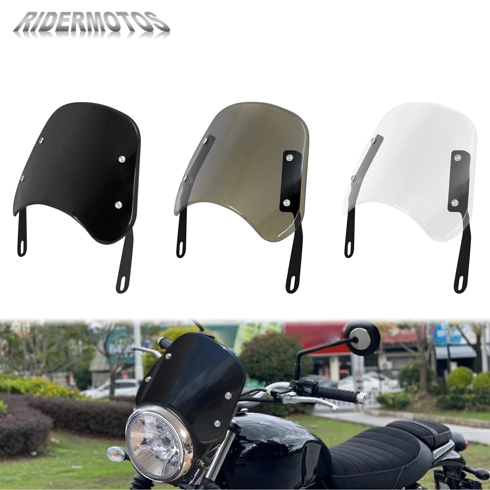 

Motorcycle Universal Windshield Windscreen Deflector 6.5"&9.45" Headlight For Harley For Kawasaki For Suzuki Wind Screen Fairing