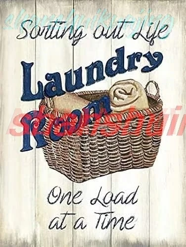 Laundry Room One Load At A Time Vintage Metal Tin Sign Laundry Room Bathroom Living Room Kitchen Home Art Wall Decor Plaque sign