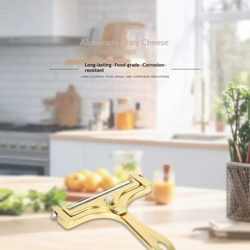 Cheese Cutter, Manual Cheese Slicer Butter Knife, Stainless Steel, Casters, Adjustable Thickness For Kitchen Baking Charcuterie