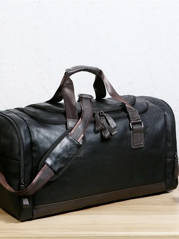 real-pu-leather-men's-backpack-large-capacity-travel-bag-handheld-business-luggage-bag-waterproof-outdoor-sports-bag
