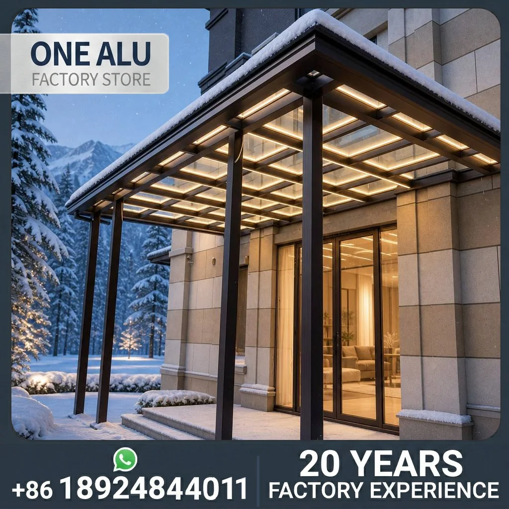 All-season Aluminum Glass Room, Modern Flat Top Garden Solarium, Waterproof Sunroom Kit with Integrated Lighting System.