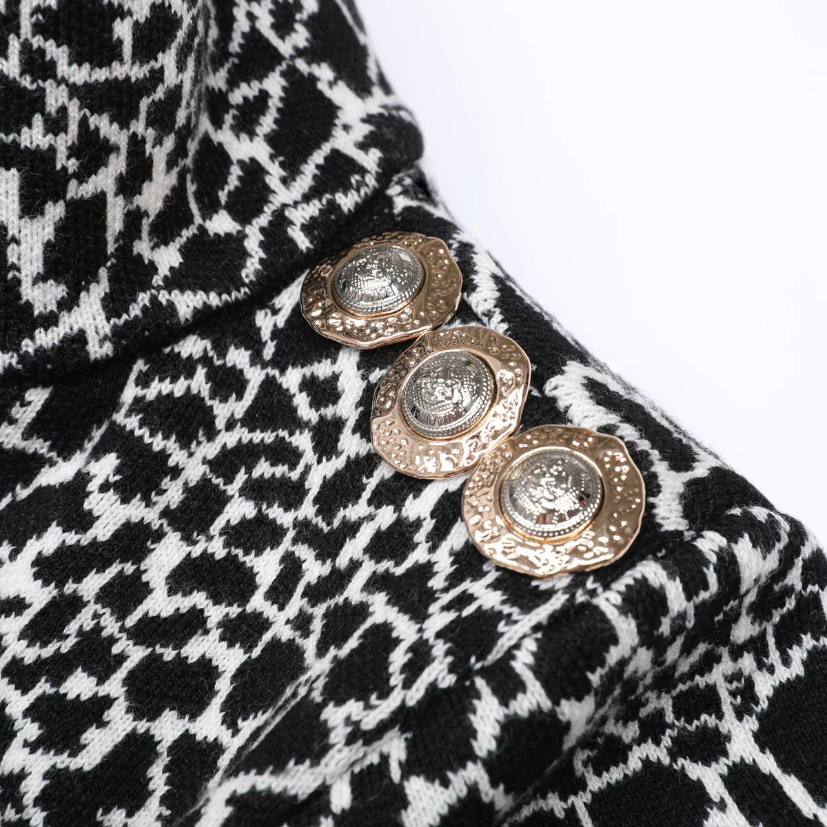 ZJYT Herbst Winter Halb Stehkragen Strickpullover Kleider für Frauen 2025, modisches Langarm-Vintage-Minikleid mit Leopardenmuster