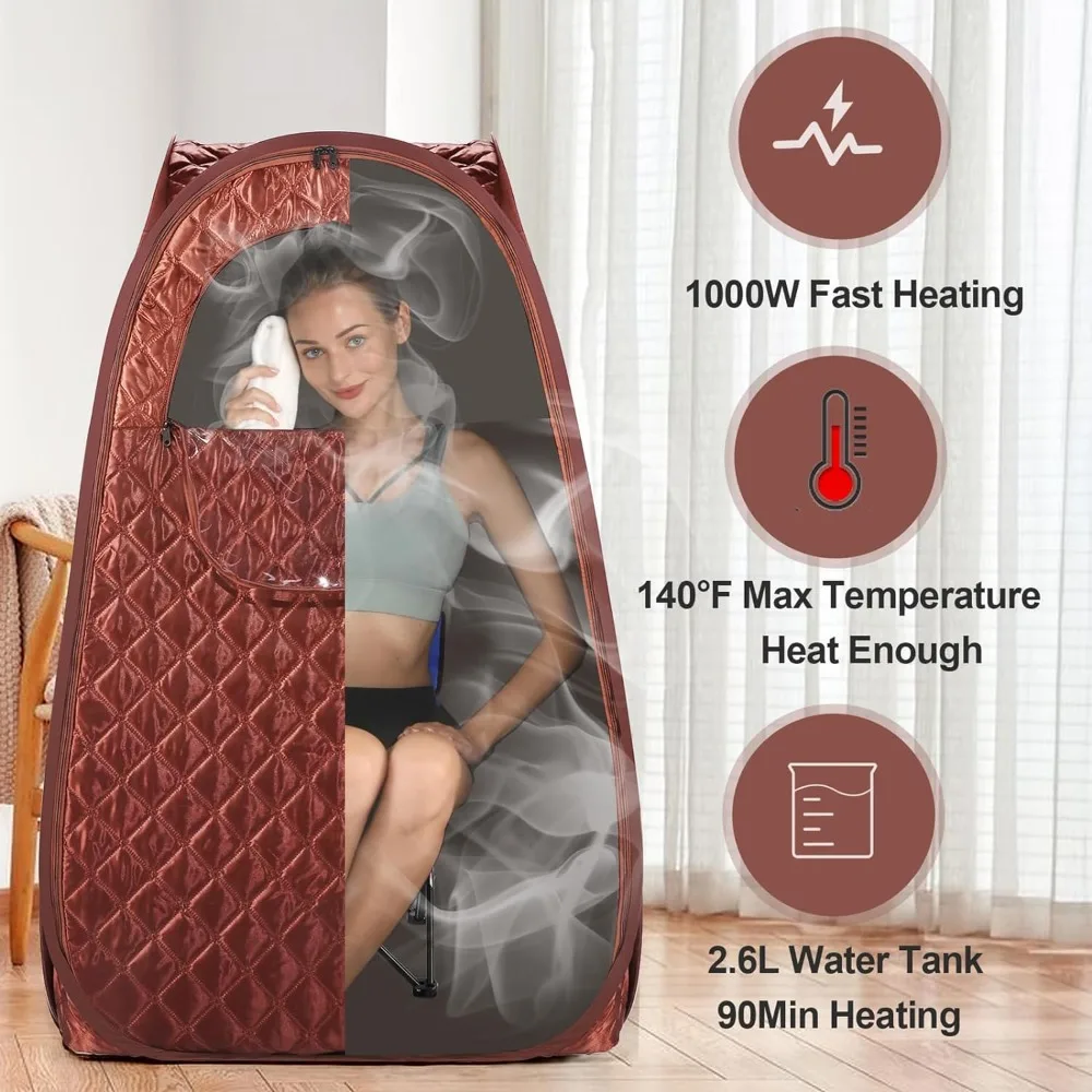 Single Person Sauna, Portable Steam Sauna Full Body for Home Spa, Sauna Tent with Steamer 2.6L 1000W Steam Generator Timer