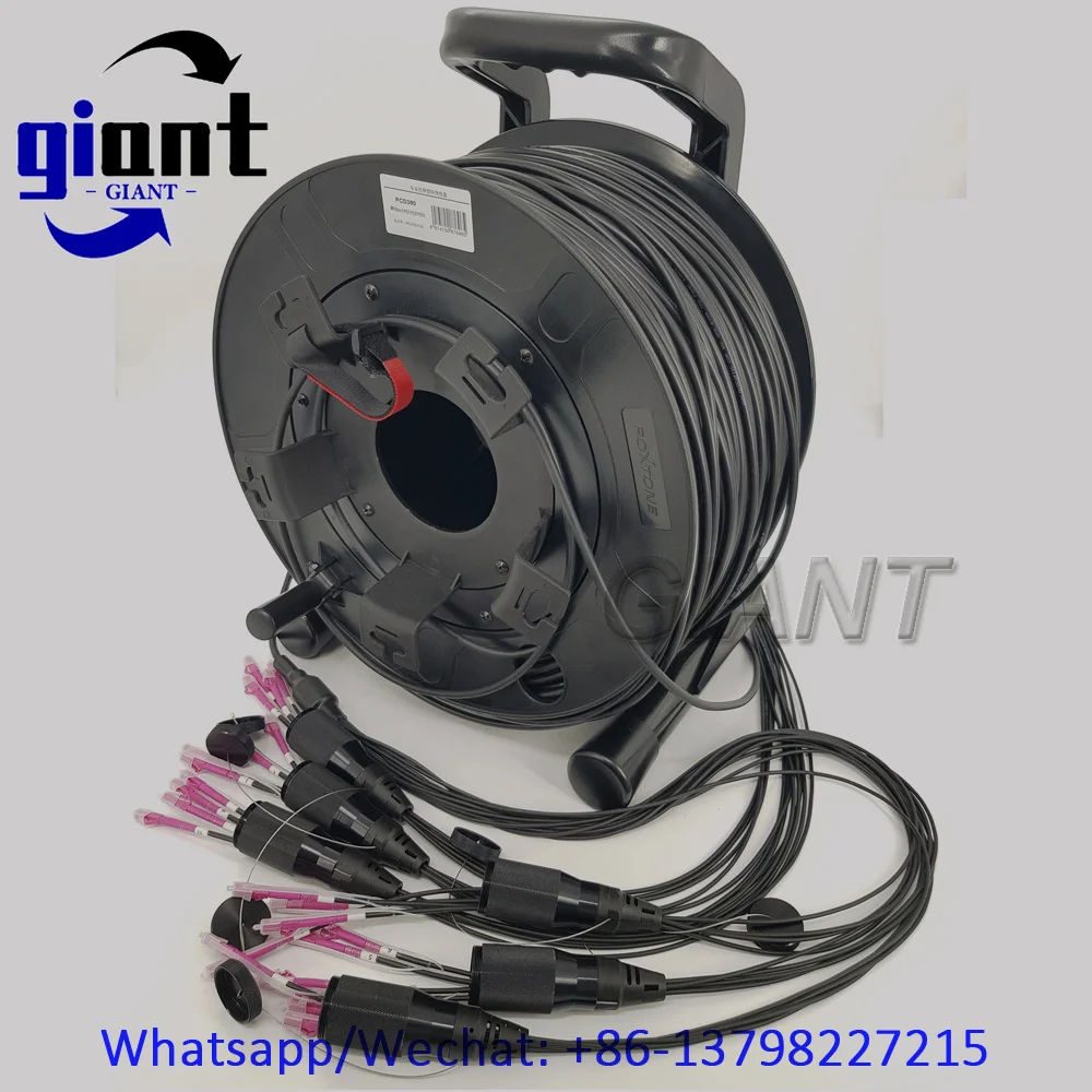 OM4,12C,MM Armored Cable,12Core 250M TPU 6.0mm Black PDLCUPC to PDLCUPC Fiber Optic Patch Cord with REEL PCD380