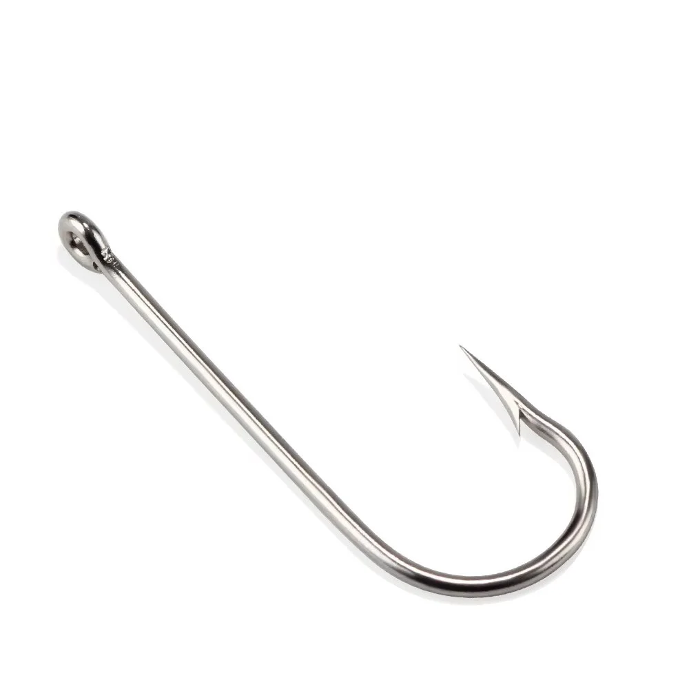 FTK 100PCS High Carbon Steel Fishing Hooks With Ring 10#-20# Long Shank Barbed Single Hook Fishing Accessories