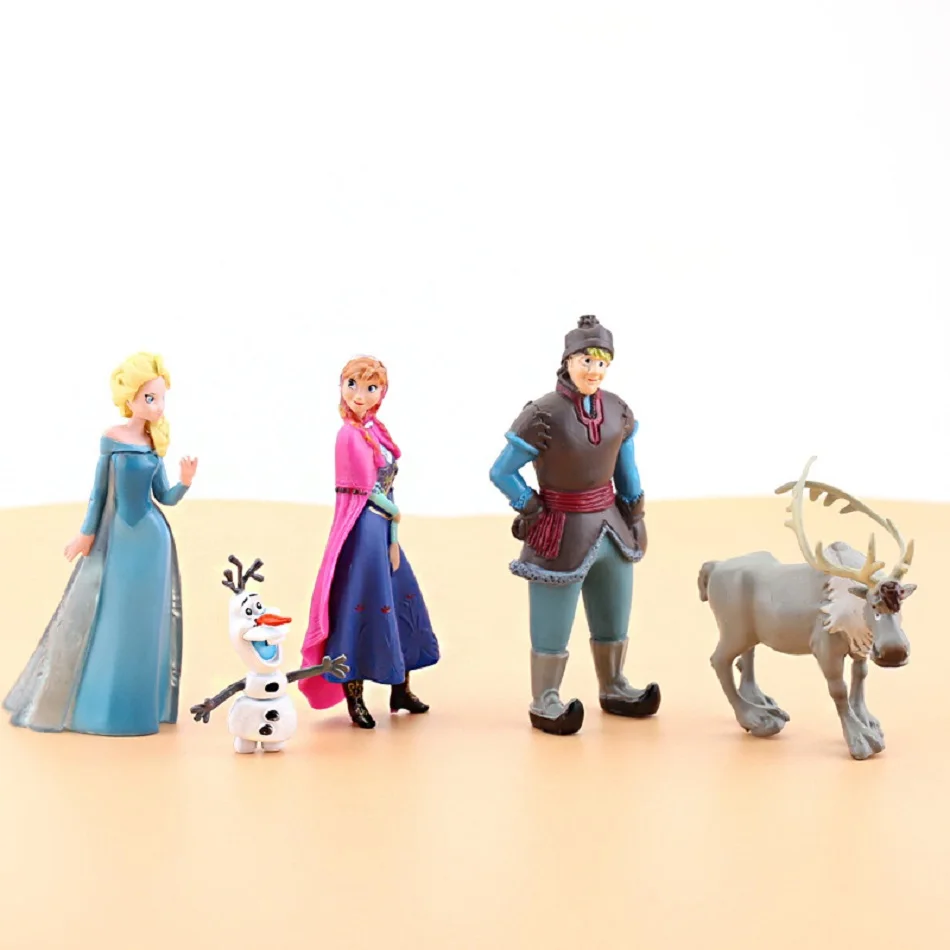 5pcs/Set Frozen Princess Snow Queen Anna Elsa Kristoff Sven Olaf PVC Model Action Figure Dolls Toys For Kids Xmas Gift