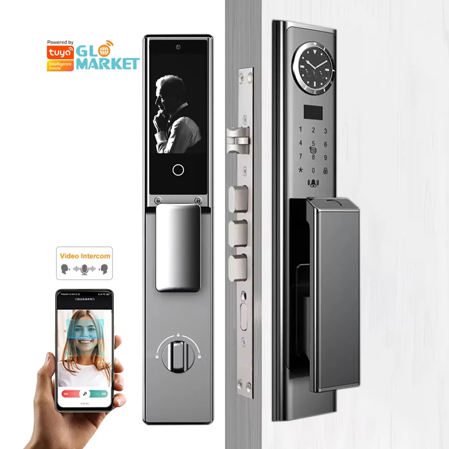

Glomarket Tuya, полностью автоматический цифровой замок, Wi-Fi камера, 3d распознавание лиц, биометрический отпечаток пальца, умный дверной замок