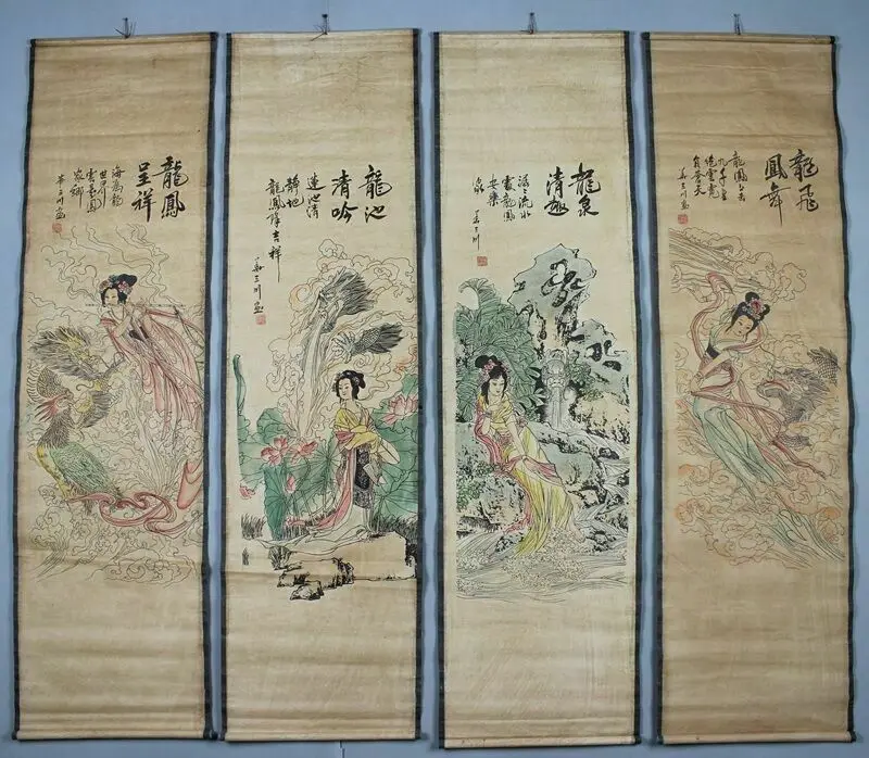 

China calligraphy Paintings Scrolls Chinese Painting SCROLL FOUR SCREEN A