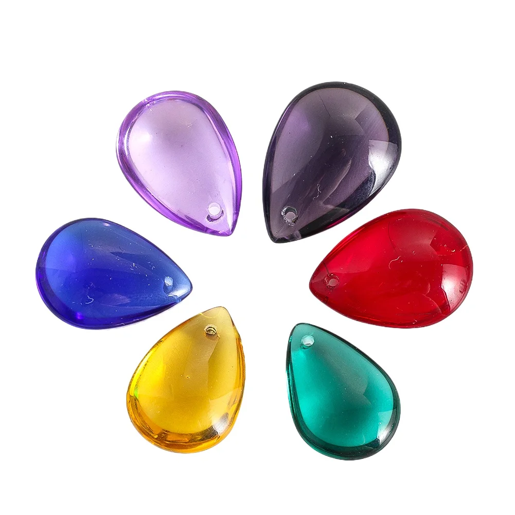 5PCS Crystal Smooth Teardrops Glass Prisms Chandelier Parts Hanging Loose Pendants Beads for Jewelry Making DIY Earring Findings