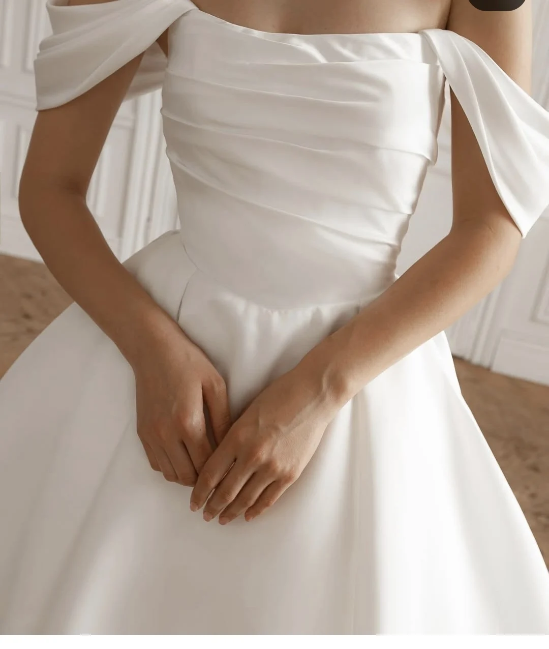 Hochzeitskleid für Frauen 2025, A-Linie, schulterfrei, bodenlang, mit Falten, Brautkleider, atemberaubend, schlicht, Robe De Mariee, mit Falten, Civil