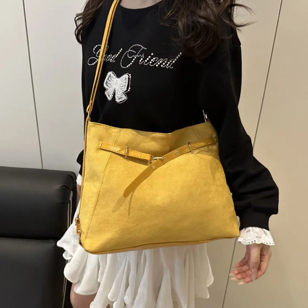 Sac fourre-tout en daim de grande capacité, mignon, Vintage élégant, sac à bandoulière de transport, sac à main de couleur Pure, sac Hobo pour filles