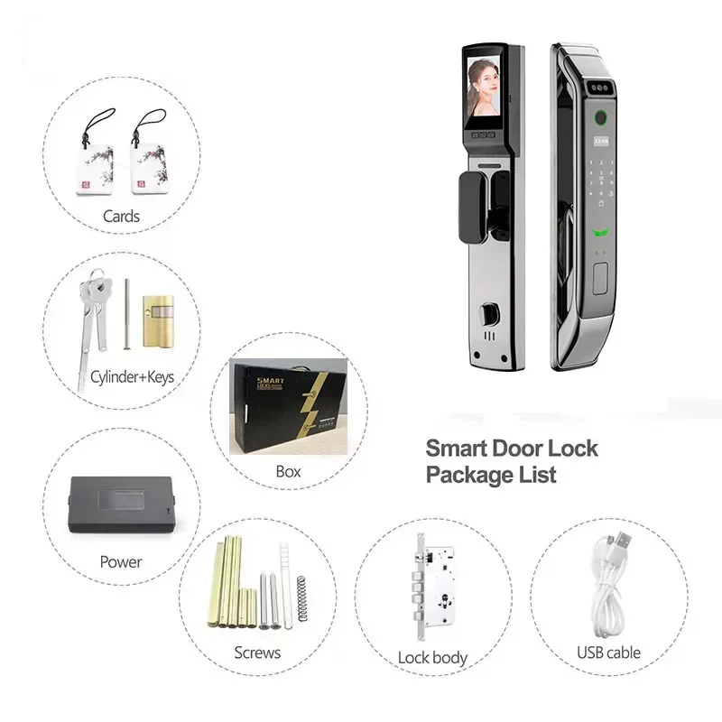 3D Face Recognition Automatic Fingerprint Cerraduras App Wifi Biometric Digital Door Lock With Camera