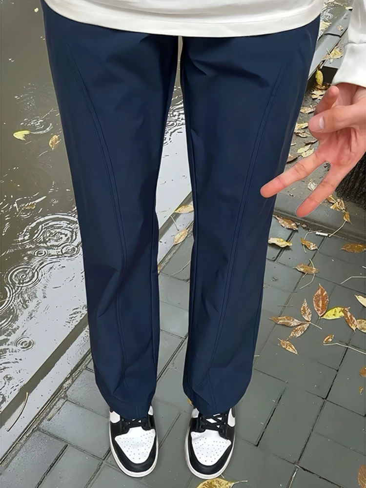 American Sle High Waist Cargo Pants Men's Autumn Windproof Waterproof Casual Long Trousers Slim Fit Bell Bot