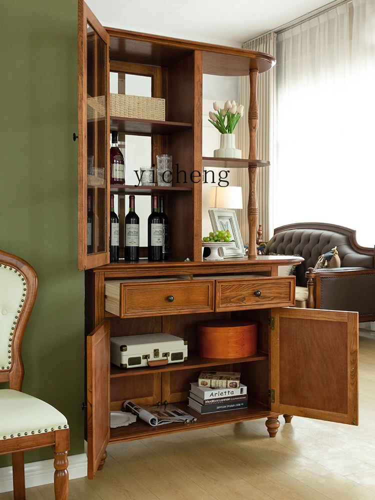 

XL American retro solid wood porch cabinet partition cabinet living room wine cabinet solid wood foyer