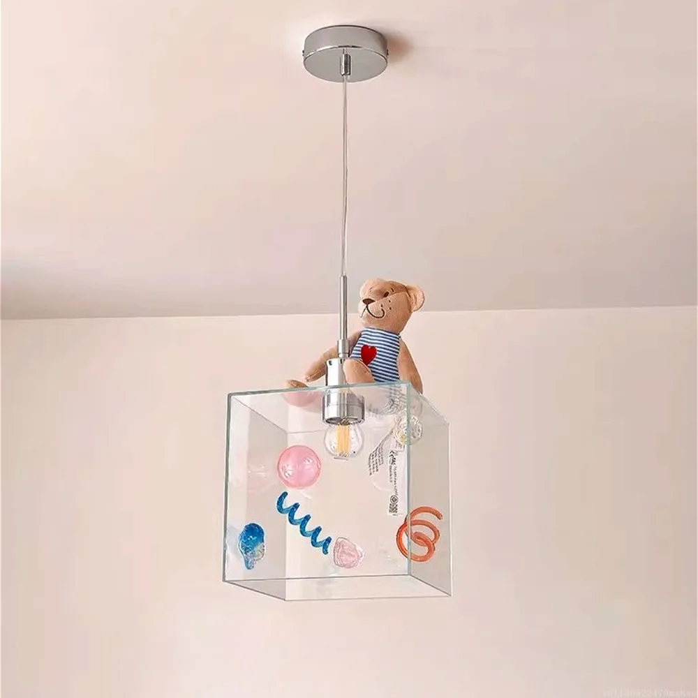 Creative Memphis Mid-Century Glass Mini Pendant, Long Cord Hanging Lamp for Bedroom Headboard,Hallway & Balcony Ambient Lighting