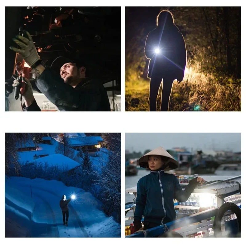 المحمولة LED + COB قابلة للشحن المدمجة تلسكوبي التكبير التكتيكية مصباح يدوي مع كليب في الهواء الطلق الطوارئ ABS الشعلة Waterproot