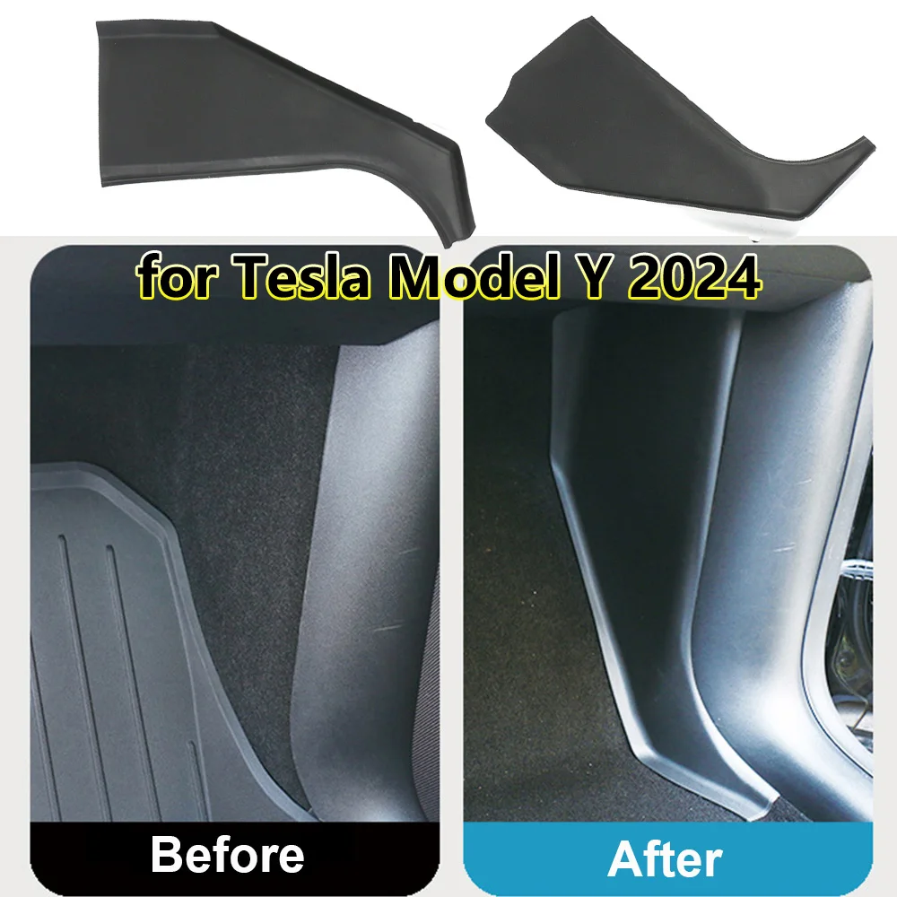 For Tesla Model Y 2024 HW4.0 Rest Pedal Side Guards Protector Cover TPE Anti Kick Sticker Front Door Protection Decor Pad ModelY